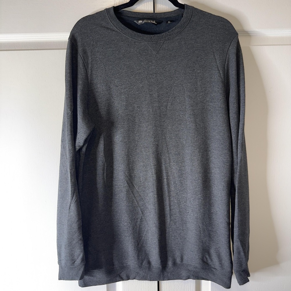 Travis Mathew Sweatshirt Mens Medium Gray Lightweight Crewneck Pullover Golf
